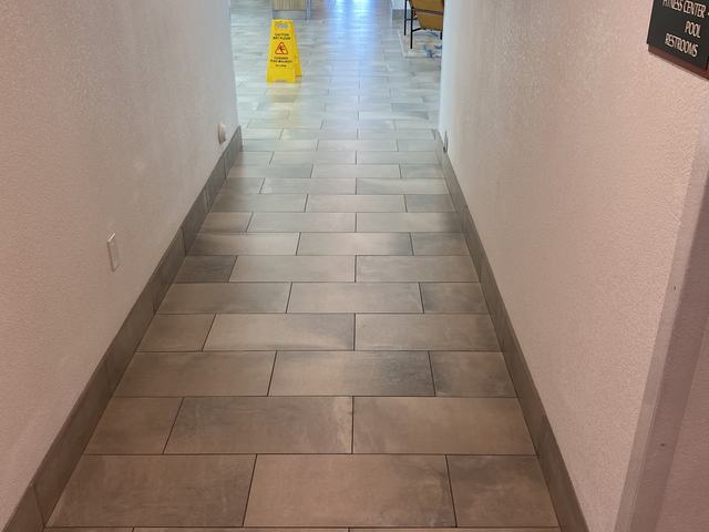 Tiled hallway floor